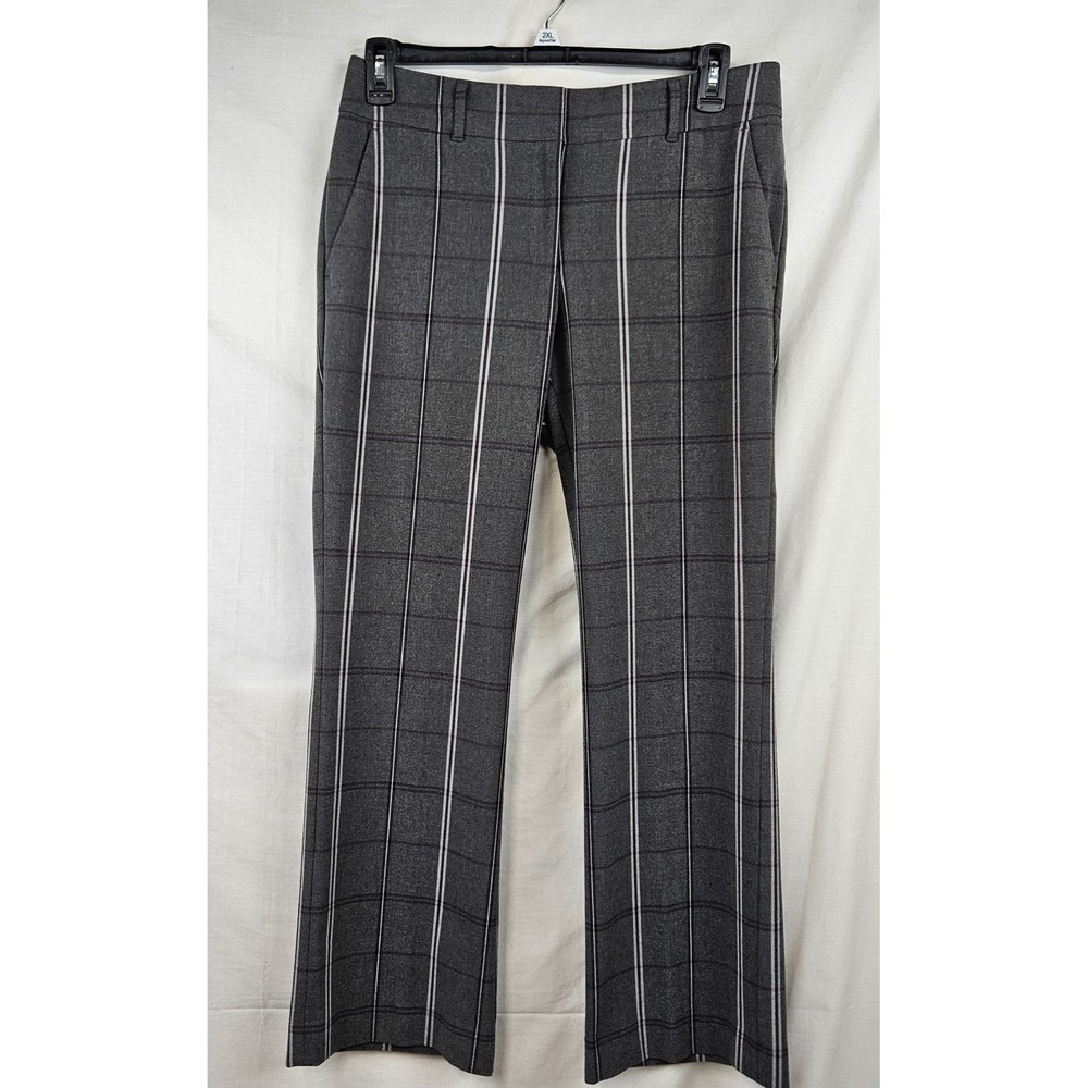 Loft Julie Trouser Gray Plaid‎ Windowpane Straight Leg Dress Pants Sz 8 Preppy